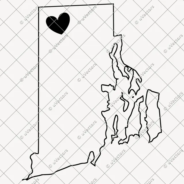 Heart Outline Rhode Island SVG