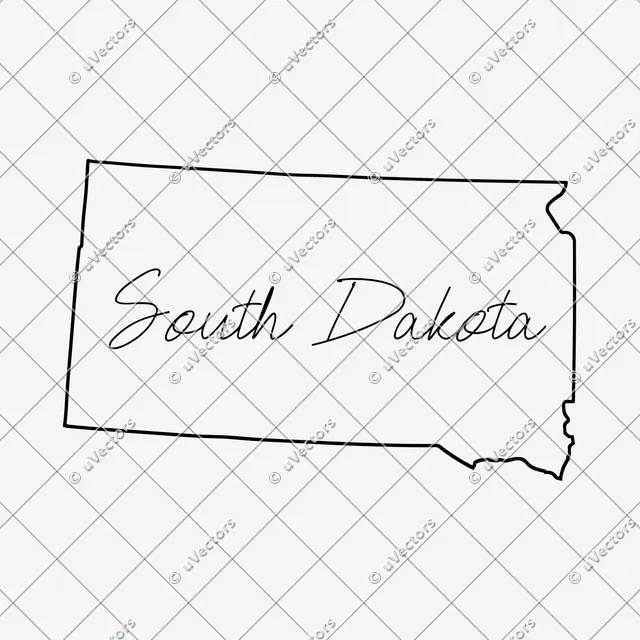 Handwriting Outline South Dakota SVG