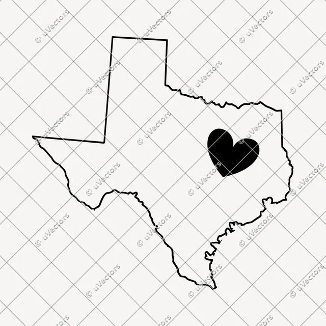 Heart Outline Texas SVG