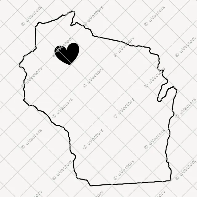 Heart Outline Wisconsin SVG